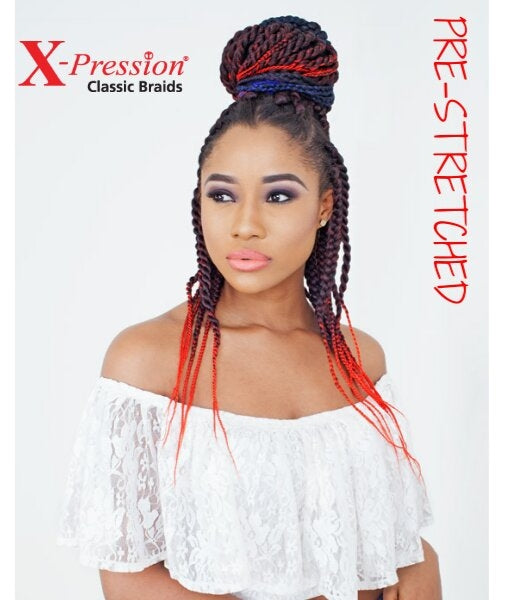 X-Pression pre-stretched (pulled) col.T1b/burg 1m10